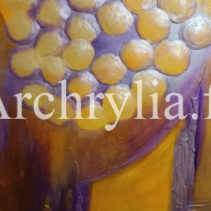Nacre Peinture acrylique sur toile représentant des rondelles de nacre avec des couleurs irisées et des effets de résine